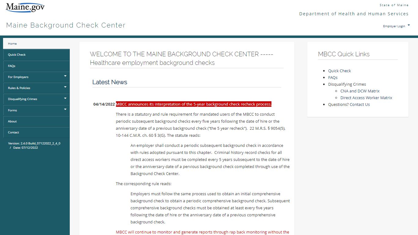 Home / Maine Background Check Center